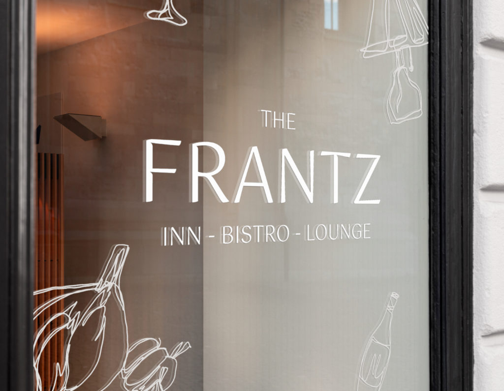 Frantz wordmark on window